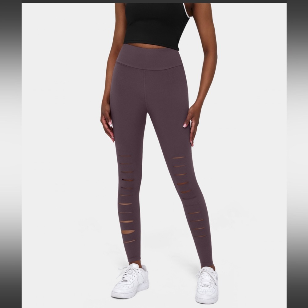 High Waisted Ripped Solid Casual Leggings​